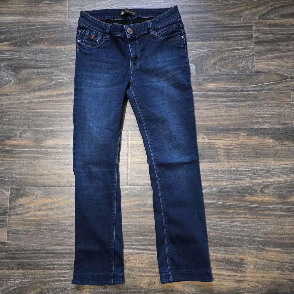 Tory Burch Skinny Denim  Jeans‎ With Leather Accents Size 32